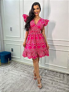 OPORTUNIDADE - Vestido Glória Curto de Laise Bicolor Pink