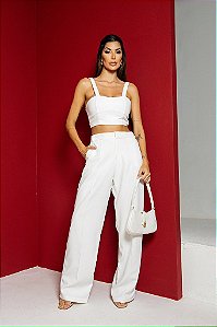OPORTUNIDADE - Calça Pantalona Helô Off White