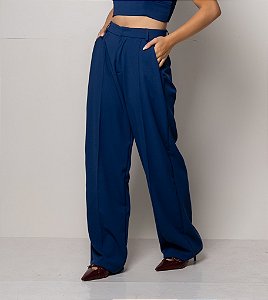 OPORTUNIDADE - Calça Pantalona Helô Azul Petroléo