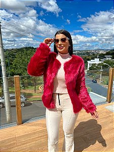 OPORTUNIDADE - Casaco de Pele Aspen Pink