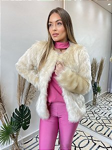 OPORTUNIDADE - Casaco de Pele Aspen Pérola