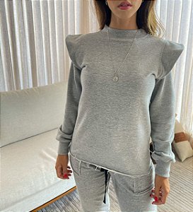Blusa de Moletom Thais Cinza