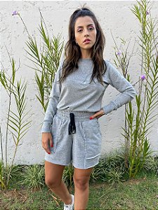 Conjunto de Moletom Alegria  Cinza