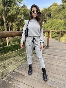 Conjunto de Moletom Amor Cinza