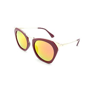 Óculos Solar Prorider Vinho e Dourado com Lente Espelhada Colorida - B030-A722