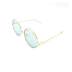 Óculos Solar Prorider Retrô Dourado Com Lente Fumê Azul - T3026C9