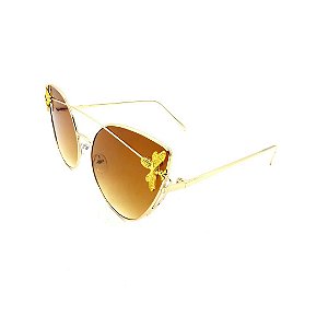 Óculos Solar Prorider Dourado Detalhado Com Lente Degradê Marrom - 7782-C1