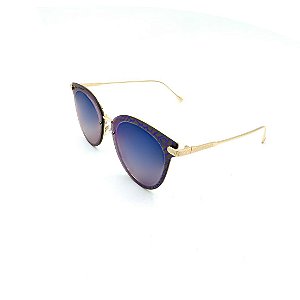 Óculos Solar Prorider Dourado e Preto Detalhado Com Lente Degradê Azul - B88-404
