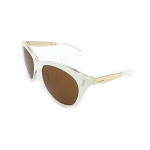 Óculos de Sol Prorider Branco, Transparente e Dourado Com Lente Fumê Marrom -  HF0001