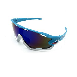 Óculos de Sol Prorider Esportivo azul e branco com Lente fumê - gd7514