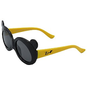 Óculos de Sol Infantil ZJim Silicone Redondo Preto e Amarelo