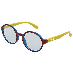 Óculos Para Grau Infantil ZJim Silicone Redondo Vermelho e Amarelo 