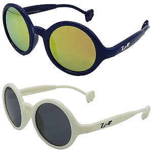 Kit de 2 Óculos de Sol Infantil Zjim Silicone Azul e Branco