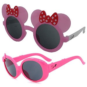 Kit de 2 Óculos de Sol Infantil Zjim Grilamid® TR-90 Rosa e Pink