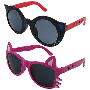 Kit de 2 Óculos de Sol Infantil Zjim Grilamid® TR-90 Preto e Pink