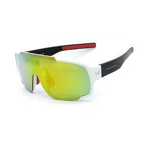 Óculos Solar Prorider Esportivo Branco e preto com lente Espelhada - 9316