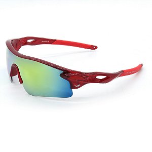 Óculos de Sol Esportivo Prorider em Grilamid® TR-90 Vermelho com lente Espelhada