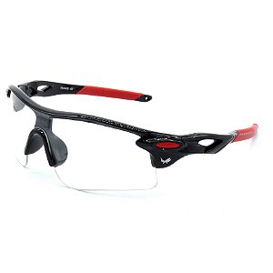 Óculos de Sol Esportivo Prorider em Grilamid® TR-90 Preto e Vermelho com lente Translucida