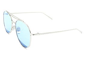Óculos de Sol Paul Ryan Prata com Lente Azul - KEVIN
