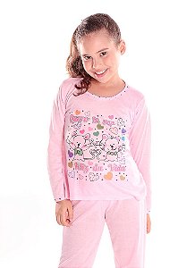 Pijama Infantil Conjunto Rosa Gatinhos