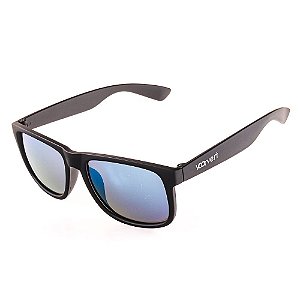 Óculos de Sol Voor Vert Preto Fosco com Lente Espelhada Azul - VVOCS25247-1