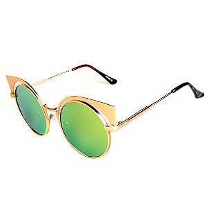 Óculos de Sol Titânia Dourado com Lente Espelhada Collors