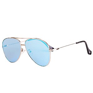 Óculos de Sol Aviador Prorider Prata com Lente Azul - 8014C2