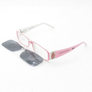 Óculos de Sol e de Grau Clip-on Retro Prorider Rosa e Branco - TD8115