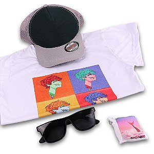 Kit de Aniversario Muze Shop Masculino - Boné - Óculos de Sol - Camiseta - Chaveiro