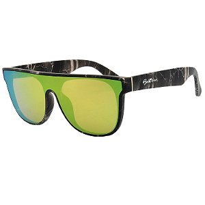 Óculos de Sol BellClover em Grilamid® TR-90 Quadrado Estampado Fosco e Espelhado