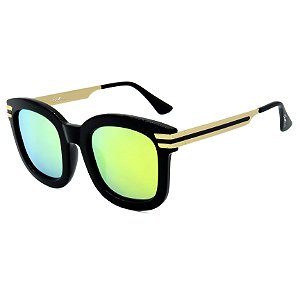 Óculos de Sol BellClover em Grilamid® TR-90 Preto com Dourado Lente Espelhada