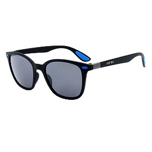 Óculos de Sol OTTO em Grilamid® TR-90 Quadrado Preto Fosco com Azul