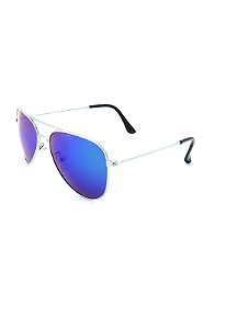 Óculos de Sol Prorider Aviador prata Com Lente Espelhada azul - 3026-5