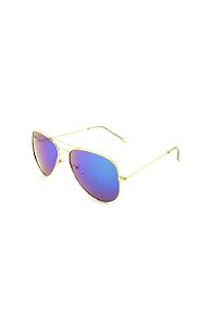 Óculos de Sol Prorider Aviador Dourado Com Lente Espelhada azul - H08019 C4