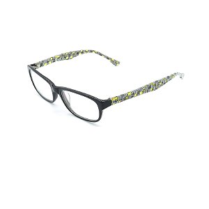 Óculos Receituário Prorider Retrô Preto Com Xadrez Amarelo Com Lente de Apresentação - S3015