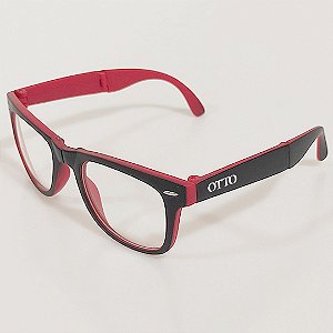 Óculos de Sol OTTO Quadrado Dobrável Preto e Vermelho