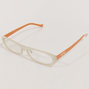 Óculos de Grau Otto Retrô Branco e Laranja