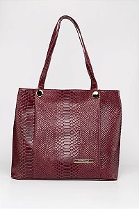 BOLSA GRANDE EM COURO 198 COBRA CEREJA + CEREJA