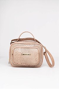 BOLSA EM COURO EB 508 COBRA ROSE/SOFT NUDE