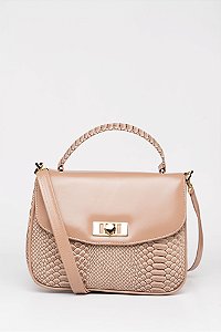 BOLSA EM COURO EB 521 COBRA ROSÊ/SOFT NUDE