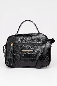 BOLSA EM COURO EB 533 COBRA PRETO/SOFT PRETO