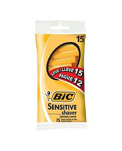 Aparelho Bic Sensitive Shaver Embalagem com 15 Unidades