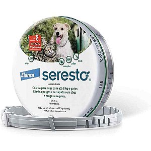SERESTO COLEIRA ANTIPULGAS E CARRAPATOS PARA CÃES E GATOS ATÉ 8KG