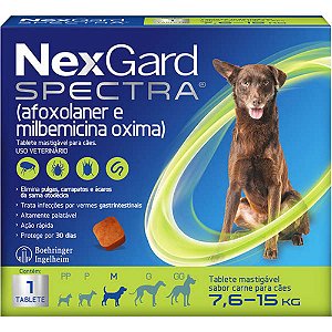 NEXGARD SPECTRA PARA CÃES 7,6 A 15KG - 1 TABLETE