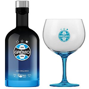 Kit Gin BË Grêmio Garrafa Deagradê 750 ml com taça