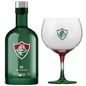 Kit Gin BË Fluminense Garrafa Verde 750 ml com taça