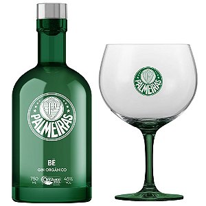 Kit Gin BË Palmeiras Garrafa Verde 750 ml com taça