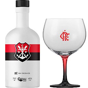 Kit Gin BË Flamengo Garrafa Branca 750 ml com taça