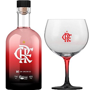 Kit Gin BË Flamengo Garrafa Deagradê 750 ml com taça