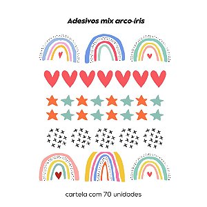 Adesivos decorativos mix arco íris